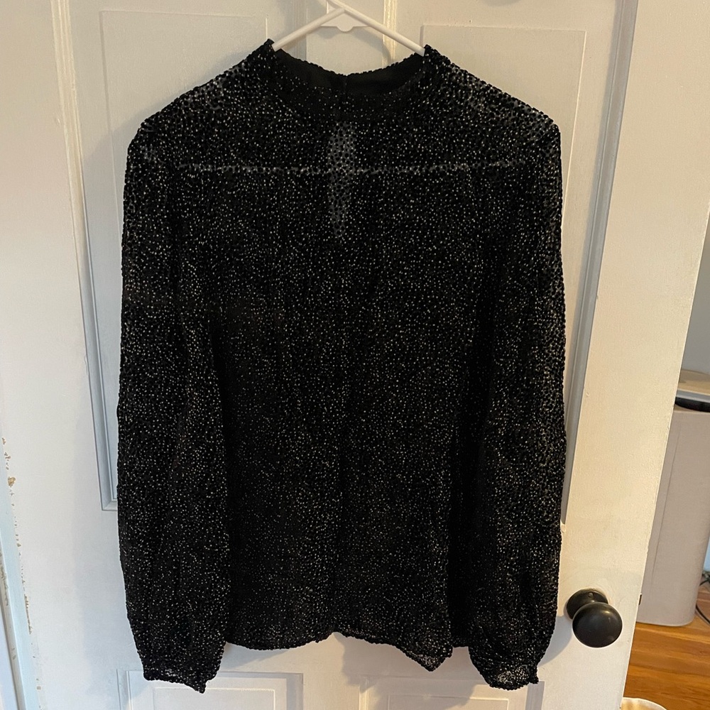 Club Monaco Mock Neck blouse size M, sheer velvet